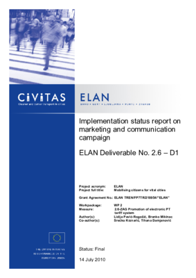 Implementation status report on marketing and communication campaign