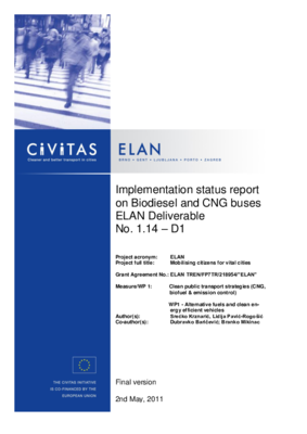 Implementation status report on biodiesel and CNG buses