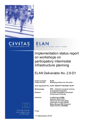 Implementation status report on workshops on participatory intermodal infrastructure planning