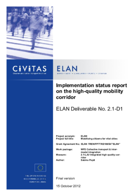 Implementation status report on the high-quality mobility corridor