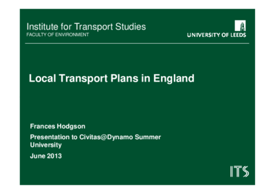 Frances Hodgson - Local Transport Plans (LTP) in England