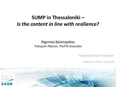 SUMP in Thessaloniki – Is the content in line with resilience