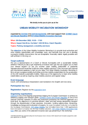 Urban Mobility Incubation Workshop in Brno Programme