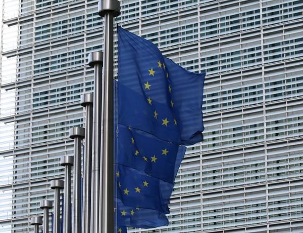 EU flags at the European Commission Berlaymont building