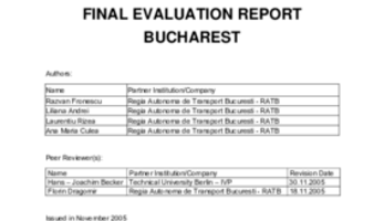Final Evaluation Report Bucharest
