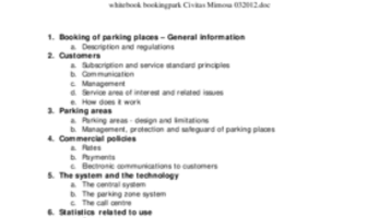Booking system of parking places