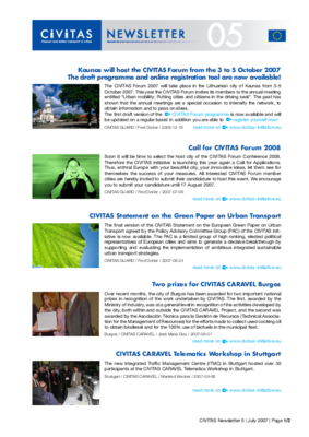 CIVITAS Newsletter No. 05 CIVITAS Newsletter No. 05