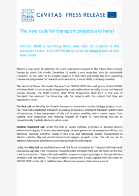 Horizon 2020 is launching three new calls for projects in the transport sector