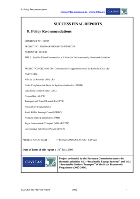 CIVITAS SUCCESS Final report - Policy recommendations