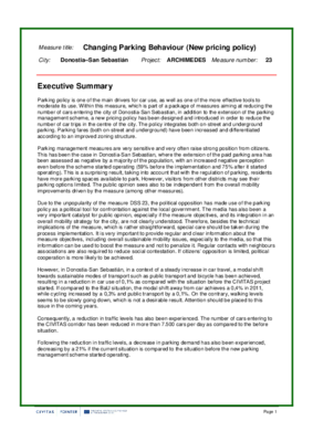 Evaluation Report: Changing Parking Behaviour (New pricing policy) in DSS