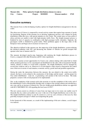 Policy option for freight distribution schemes in craiova