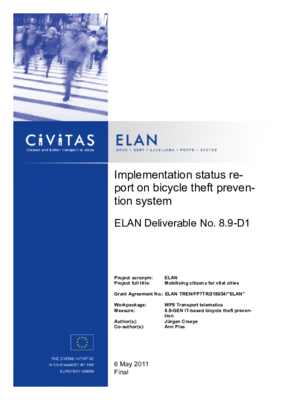 Implementation status report on bicycle theft prevention system