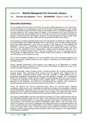 Evaluation Report: Mobility management for university campus in DSS Evaluation Report: Mobility management for university campus in DSS