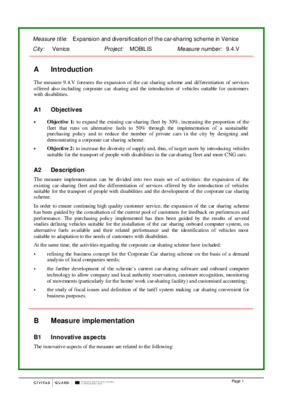 Measure Result - Expanding and diversifying the car-sharing scheme in Venice