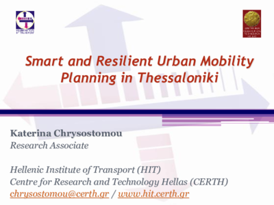 Smart and Resilient Urban Mobility Planning in Thessaloniki