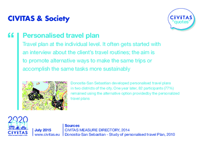 CIVITAS QUOTES: CIVITAS & Society - Personalised travel plan