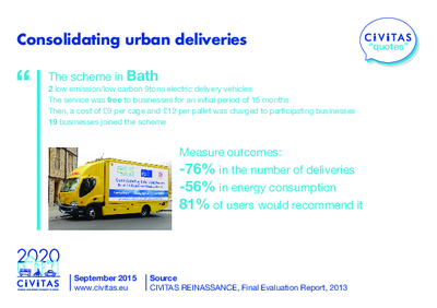CIVITAS QUOTES: Consolidating urban deliveries