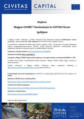 Magyar CIVINET ljubljanai tanulmányút - Meghívó