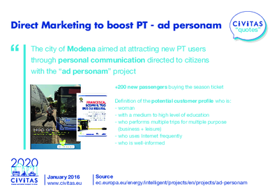 CIVITAS QUOTES: Direct Marketing to boost PT - ad personam