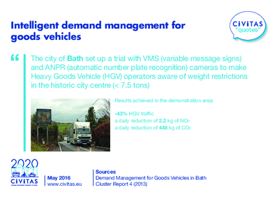 CIVITAS QUOTES: Intelligent demand management for goods vehicles 