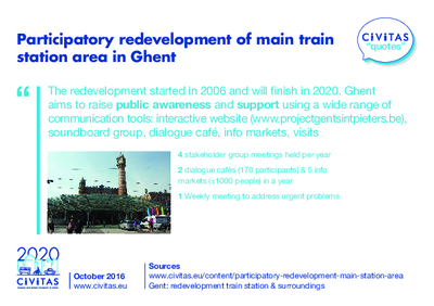 CIVITAS QUOTES: Participatory redevelopment of main train station area in Ghent