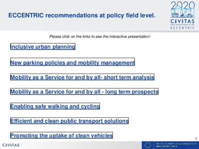 CIVITAS ECCENTRIC - Recommendations at policy field level CIVITAS ECCENTRIC - Recommendations at policy field level