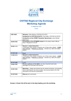 Regional City Exchange Workshop Aachen Agenda | CIVITAS
