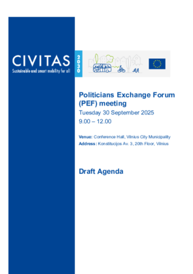 Politicians Exchange Forum (PEF) meeting September - Draft Agenda