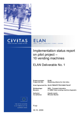 Implementation status report on pilot project - 10 vending machines