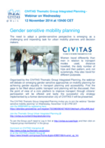 Webinar on Gender sensitive mobility planning - Agenda