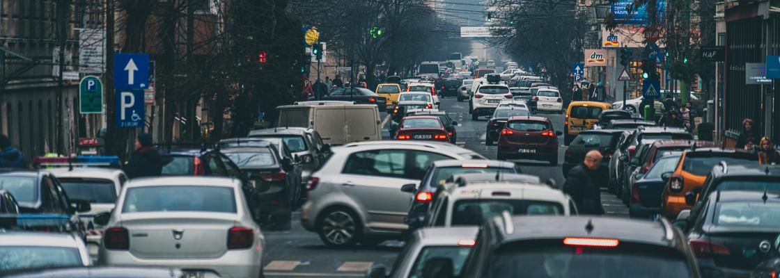Car jam in Arad, Romania