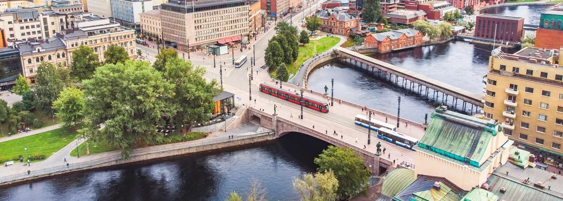 Drone view of Tampere, Finland
