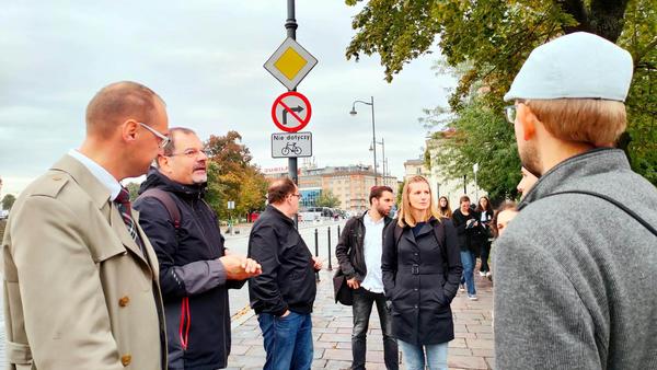 Study tour participants during a stop at the underground car park in Krakow