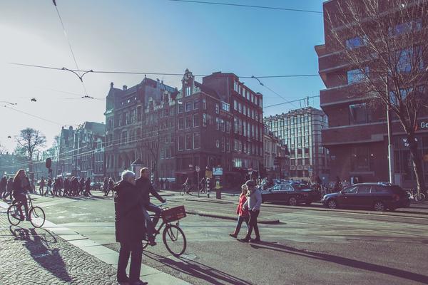 Wide street with bike path