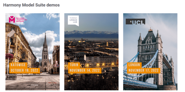 Images from the three cities hosting HARMONY demos