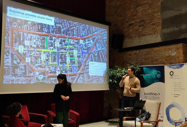 Students presenting their plan for the Martićeva Street superblock
