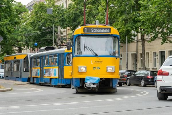 Yellow tram in Leipzig