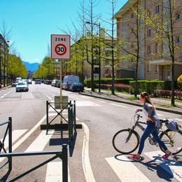 Road crossing in Annency, France Road crossing in Annency, France