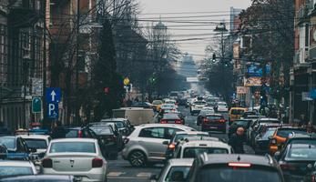Car jam in Arad, Romania