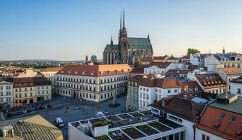 Panorama of Brno buildings and square