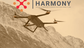 HARMONY project promotional card with project title and a photo of a drone. 