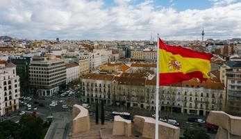 Spanish flag over Madrid
