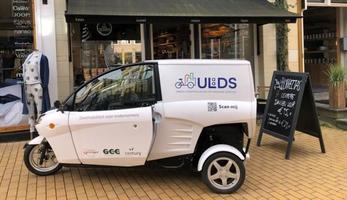 Visual showing the pilot test on-demand shared light electric vehicles for deliveries in Groningen 