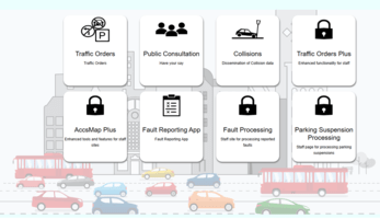 Traffweb landing page Landing page of Traffweb with different sections of the app
