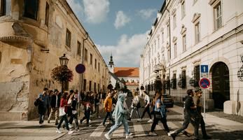 Busy pedestrian crossing in Trnava