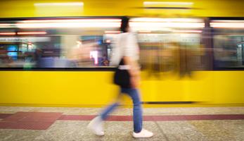 Yellow underground train