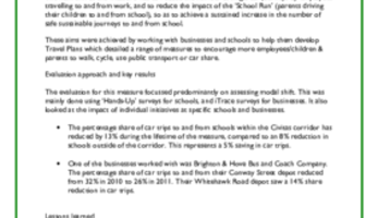 BHCC School Travel Plans: Deliverable Report