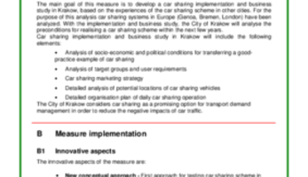 Measure Result - Policy options for car sharing in Krakow