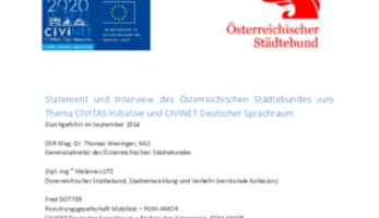 Statement und Interview des Österreichischen Städtebundes zum Thema CIVITAS Initiative und CIVINET Deutscher Sprachraum