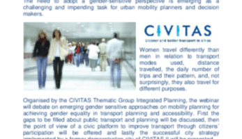 Webinar on Gender sensitive mobility planning - Agenda